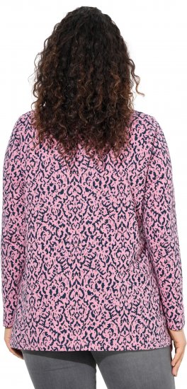 Ulla Popken Geometric Print 3/4 Sleeve Pleated Tee Raspberry - Τυπωμένα T-shirts για γυναίκες - 