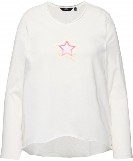 Ulla Popken Star Long Sleeve Graphic Tee Off-White - Τυπωμένα T-shirts για γυναίκες - 