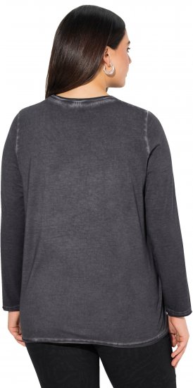 Ulla Popken Cold Dyed Sequined Heart Long Sleeve Tee Asphalt - Τυπωμένα T-shirts για γυναίκες - 