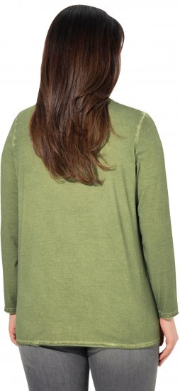 Ulla Popken Cold Dyed Sequined Heart Long Sleeve Tee Sage Green - Τυπωμένα T-shirts για γυναίκες - 