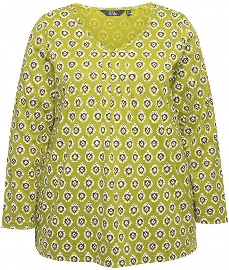 Ulla Popken Allover Graphic Long Sleeve Tee Avocado Green - Τυπωμένα T-shirts για γυναίκες - 