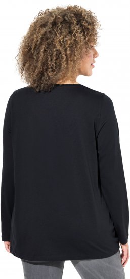 Ulla Popken Puppy Graphic Christmas Long Sleeve T-Shirt Black - Μπλουζάκια - 