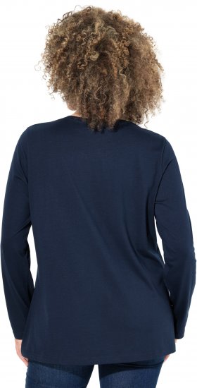 Ulla Popken Metallic Graphic Holiday Tee Navy - Τυπωμένα T-shirts για γυναίκες - 