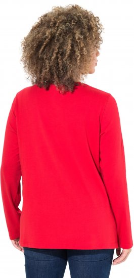 Ulla Popken Metallic Graphic Holiday Tee Salsa Red - Τυπωμένα T-shirts για γυναίκες - 