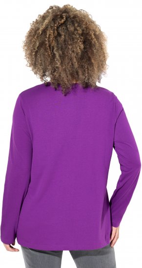 Ulla Popken Metallic Graphic Holiday Tee Dark Purple - Τυπωμένα T-shirts για γυναίκες - 