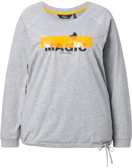 Ulla Popken Magic Feeling Long Sleeve Graphic Tee Light Grey Melange - Τυπωμένα T-shirts για γυναίκες - 