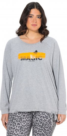 Ulla Popken Magic Feeling Long Sleeve Graphic Tee Light Grey Melange - Τυπωμένα T-shirts για γυναίκες - 