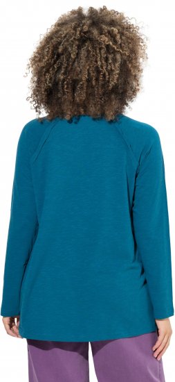 Ulla Popken Inverted Seam Long Sleeve Graphic Tee Teal - Τυπωμένα T-shirts για γυναίκες - 