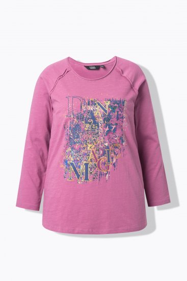 Ulla Popken Inverted Seam Long Sleeve Graphic Tee Dark Rose - Τυπωμένα T-shirts για γυναίκες - 