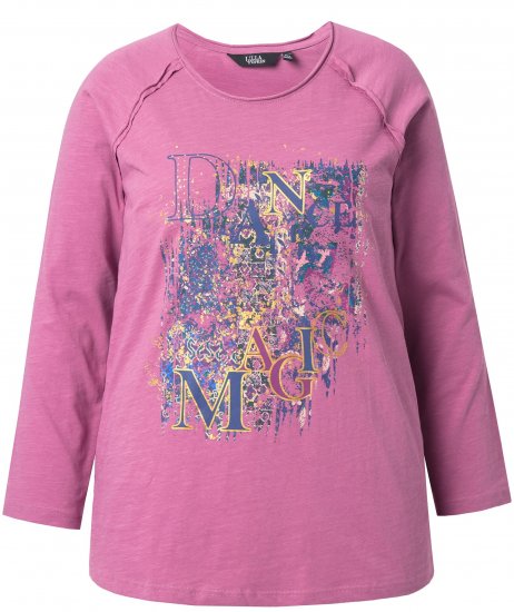 Ulla Popken Inverted Seam Long Sleeve Graphic Tee Dark Rose - Τυπωμένα T-shirts για γυναίκες - 