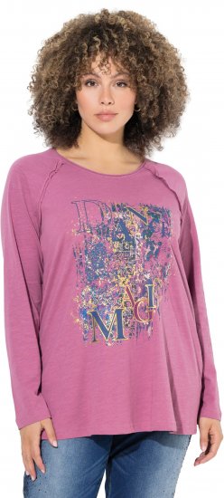 Ulla Popken Inverted Seam Long Sleeve Graphic Tee Dark Rose - Τυπωμένα T-shirts για γυναίκες - 