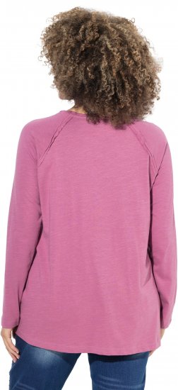 Ulla Popken Inverted Seam Long Sleeve Graphic Tee Dark Rose - Τυπωμένα T-shirts για γυναίκες - 