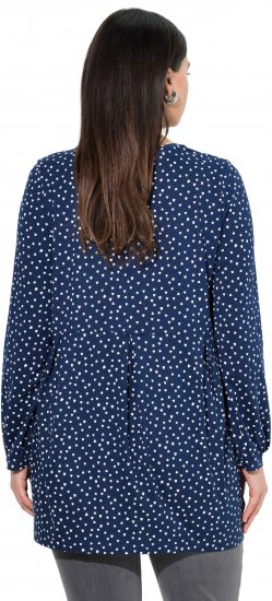 Ulla Popken Pleated Confetti Print Long Sleeve Tee Ink Blue - Τυπωμένα T-shirts για γυναίκες - 