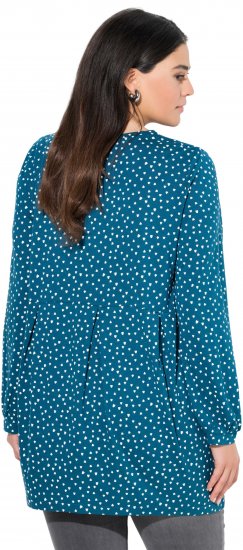 Ulla Popken Pleated Confetti Print Long Sleeve Tee Teal - Τυπωμένα T-shirts για γυναίκες - 