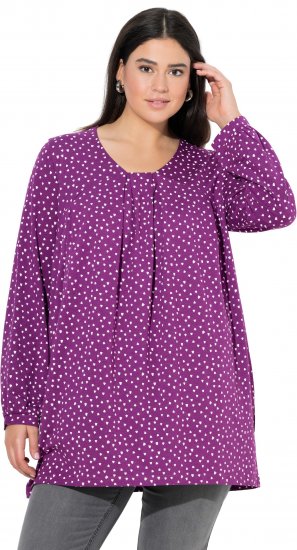 Ulla Popken Pleated Confetti Print Long Sleeve Tee Light Plum - Τυπωμένα T-shirts για γυναίκες - 