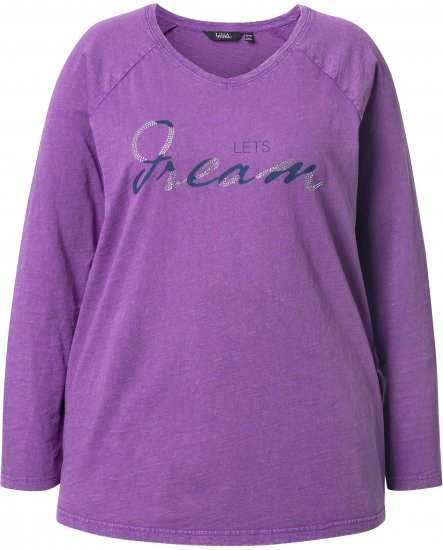 Ulla Popken Dream Rhinestone Lettering Long Sleeve Tee Light Plum - Τυπωμένα T-shirts για γυναίκες - 
