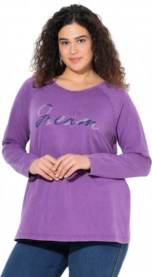 Ulla Popken Dream Rhinestone Lettering Long Sleeve Tee Light Plum - Τυπωμένα T-shirts για γυναίκες - 
