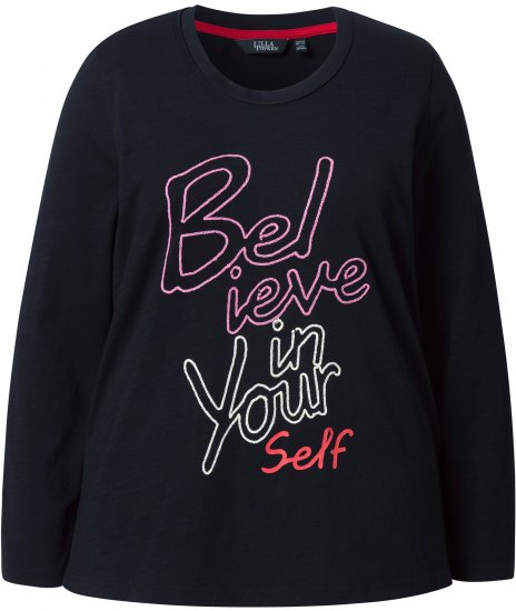 Ulla Popken Motivational Graphic Long Sleeve Tee Black - Τυπωμένα T-shirts για γυναίκες - 