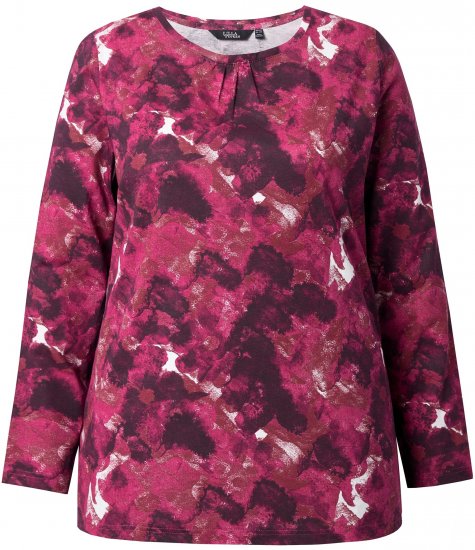 Ulla Popken Abstract Print Long Sleeve Tee Dark Ruby - Τυπωμένα T-shirts για γυναίκες - 