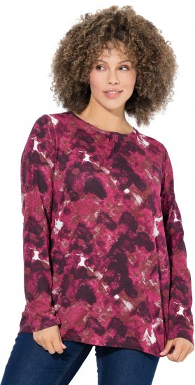 Ulla Popken Abstract Print Long Sleeve Tee Dark Ruby - Τυπωμένα T-shirts για γυναίκες - 