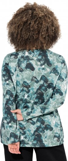 Ulla Popken Abstract Print Long Sleeve Tee Teal Green - Τυπωμένα T-shirts για γυναίκες - 