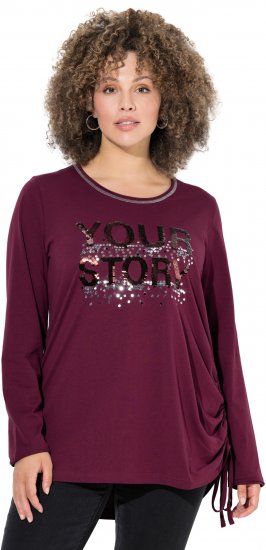 Ulla Popken Your Story Sequined Long Sleeve Tunic Tee Dark Ruby - Τυπωμένα T-shirts για γυναίκες - 