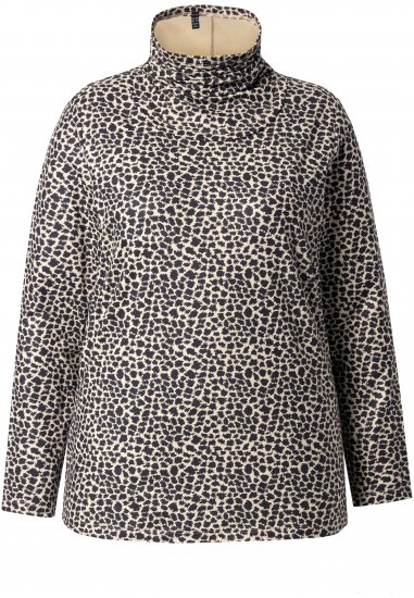 Ulla Popken Leopard Print Long Sleeve Ski Tee Black - Τυπωμένα T-shirts για γυναίκες - 