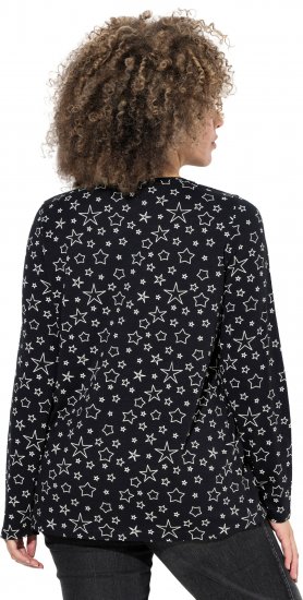 Ulla Popken Allover Printed Long Sleeve Tee Black - Τυπωμένα T-shirts για γυναίκες - 