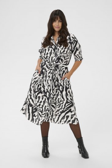 Kaffe Curve Alia Shirt Dress Black Chalk Animal - Μίντι φορέματα - 