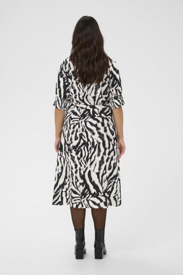 Kaffe Curve Alia Shirt Dress Black Chalk Animal - Μίντι φορέματα - 