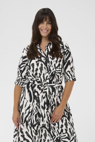 Kaffe Curve Alia Shirt Dress Black Chalk Animal - Μίντι φορέματα - 