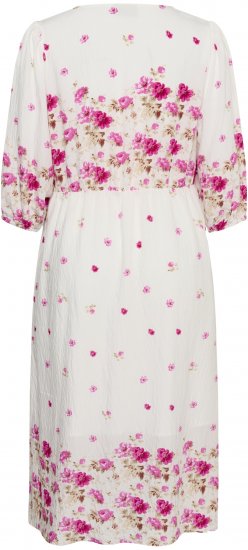 Kaffe Curve Rosa Midi Dress White Rose Border Flower - Φορέματα - 