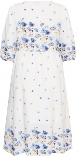 Kaffe Curve Rosa Midi Dress Blue Tones Border Flower - Φορέματα - 