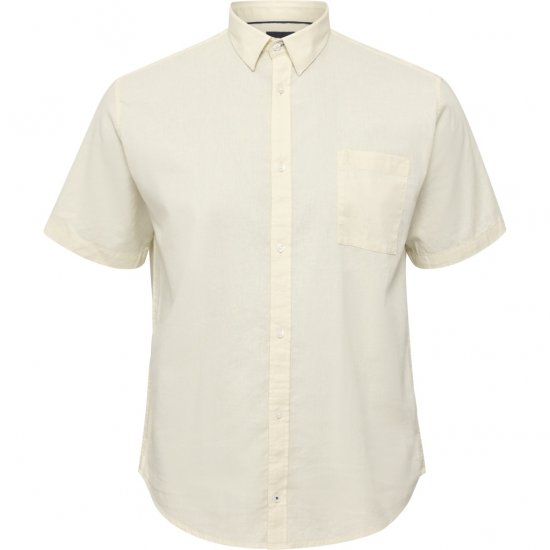 North Latitude Shirt Linen Cotton Short Sleeve Off-White - Πουκάμισα - Aνδρικά πουκαμισα μεγαλα μεγάλα μεγέθη