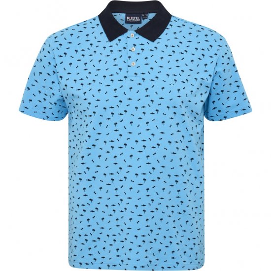 North Latitude Polo Pique Printed Turquoise - Πόλο μπλουζάκια - Aνδρικά μπλουζακια πολο μεγάλα μεγέθη