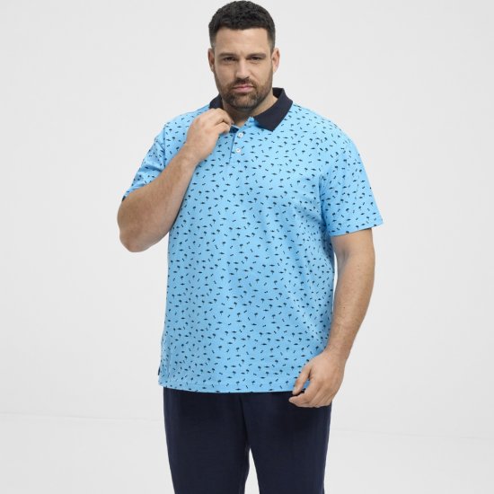 North Latitude Polo Pique Printed Turquoise - Πόλο μπλουζάκια - Aνδρικά μπλουζακια πολο μεγάλα μεγέθη