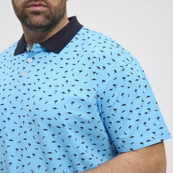 North Latitude Polo Pique Printed Turquoise - Πόλο μπλουζάκια - Aνδρικά μπλουζακια πολο μεγάλα μεγέθη