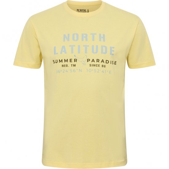 North Latitude T-Shirt Printed Short Sleeve Yellow - Μακό μπλουζάκια - Aνδρικά μπλουζεσ μεγάλα μεγέθη