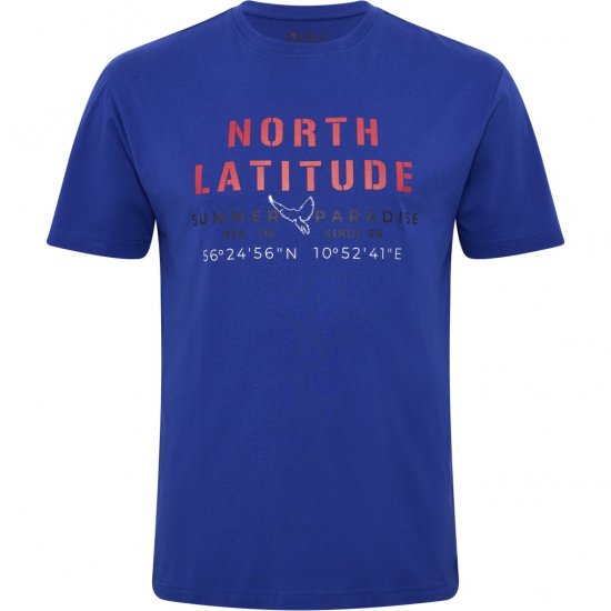 North Latitude T-shirt Printed Short Sleeve Blue - Μακό μπλουζάκια - Aνδρικά μπλουζεσ μεγάλα μεγέθη