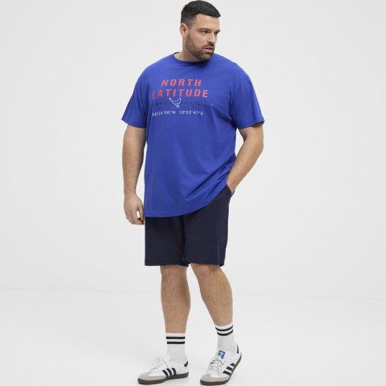 North Latitude T-shirt Printed Short Sleeve Blue - Μακό μπλουζάκια - Aνδρικά μπλουζεσ μεγάλα μεγέθη