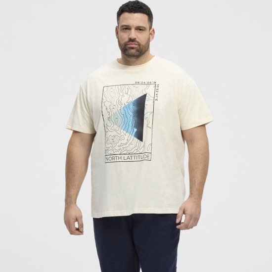 North Latitude T-shirt Printed Short Sleeve Off-White - Μακό μπλουζάκια - Aνδρικά μπλουζεσ μεγάλα μεγέθη