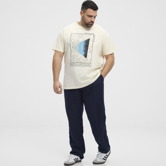 North Latitude T-shirt Printed Short Sleeve Off-White - Μακό μπλουζάκια - Aνδρικά μπλουζεσ μεγάλα μεγέθη