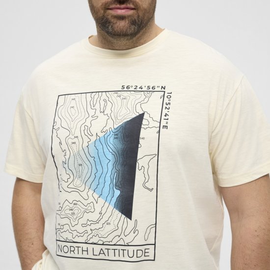 North Latitude T-shirt Printed Short Sleeve Off-White - Μακό μπλουζάκια - Aνδρικά μπλουζεσ μεγάλα μεγέθη