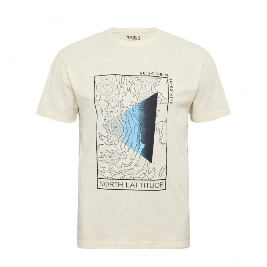 North Latitude T-shirt Printed Short Sleeve Off-White - Μακό μπλουζάκια - Aνδρικά μπλουζεσ μεγάλα μεγέθη