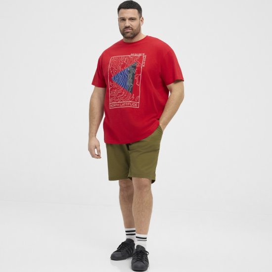 North Latitude T-Shirt Printed Short Sleeve Red - Μακό μπλουζάκια - Aνδρικά μπλουζεσ μεγάλα μεγέθη