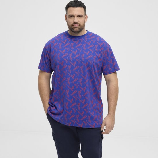 North Latitude T-Shirt Printed Allover Blue - Μακό μπλουζάκια - Aνδρικά μπλουζεσ μεγάλα μεγέθη
