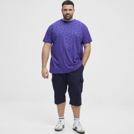 North Latitude T-Shirt Printed Allover Blue - Μακό μπλουζάκια - Aνδρικά μπλουζεσ μεγάλα μεγέθη