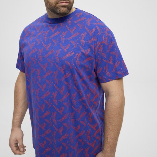 North Latitude T-Shirt Printed Allover Blue - Μακό μπλουζάκια - Aνδρικά μπλουζεσ μεγάλα μεγέθη