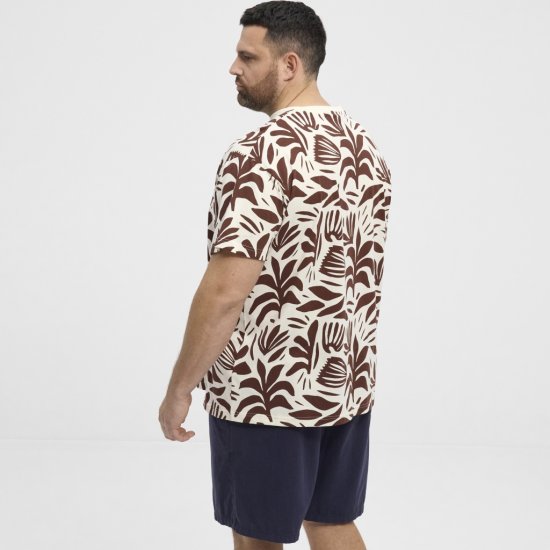 North Latitude T-Shirt Printed Allover Bordeaux - Μακό μπλουζάκια - Aνδρικά μπλουζεσ μεγάλα μεγέθη