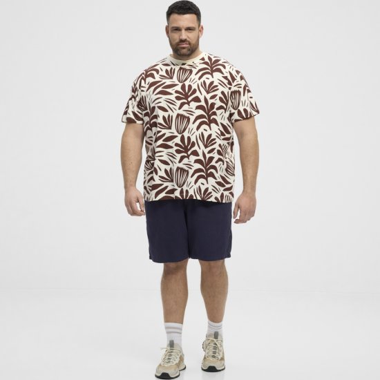 North Latitude T-Shirt Printed Allover Bordeaux - Μακό μπλουζάκια - Aνδρικά μπλουζεσ μεγάλα μεγέθη
